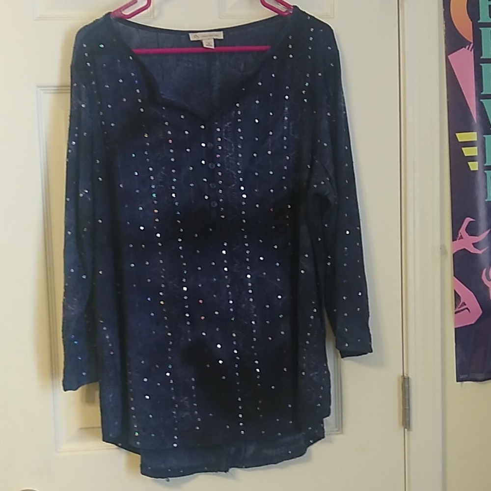 Sequined Button top